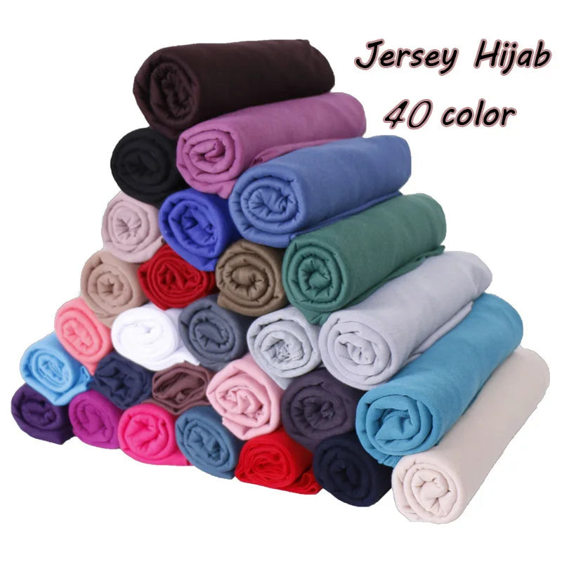 Wholesale Luxury Solid Color Foulard Women Jersey Cotton Scarf High Quality Elastic Hijab Spring/Summer Customizable Logo
