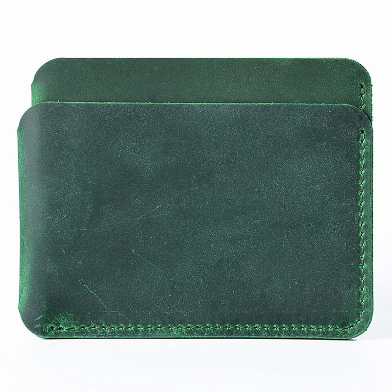 Wholesale Factory Vintage Open Slip RFID Blocking Genuine Leather Card Holder Customized Logo Color Unisex Cowhide Wallet Stock