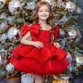 Children Outfit Kids Elegant Big Bow Frocks Boutique Birthday Party Tutu Sequins Dress Festival Flower Girls Dresses