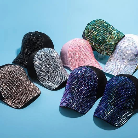 Fashion Women Diamond Snapback Hat Bling Sequin Rhinestone Cap Bling Mesh Trucker Baseball Caps With Rhinestone