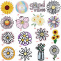 New Design Various Sunflower Colors Embroidered Flower Iron Patches for Kids Clothes Garments Hat