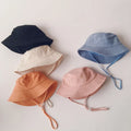 Summer New Design Adjustable Colorful Toddler Fisherman Sun Hat Plain Cotton Bucket Hats Baby Children Kids