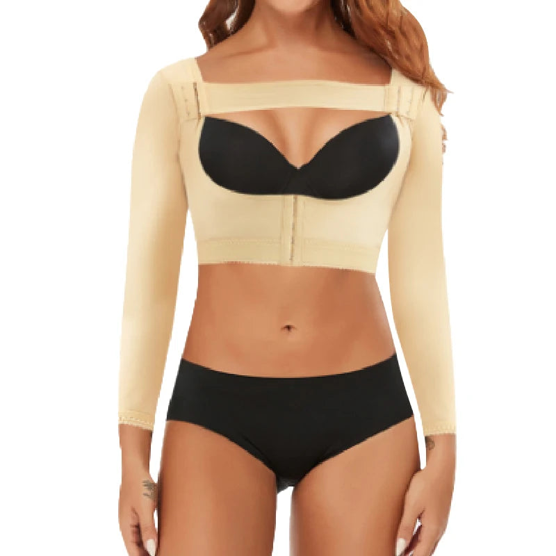 3/4 Sleeves Arm Compression Cotton Patch Inside of the Button Stitched With Stretch Lace 4 Hooks Correcting Hunchback Arm Shaper