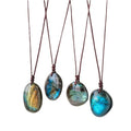 Natural Crystal Pendant Labradorite Pendant Raw Stone Necklace for Gift