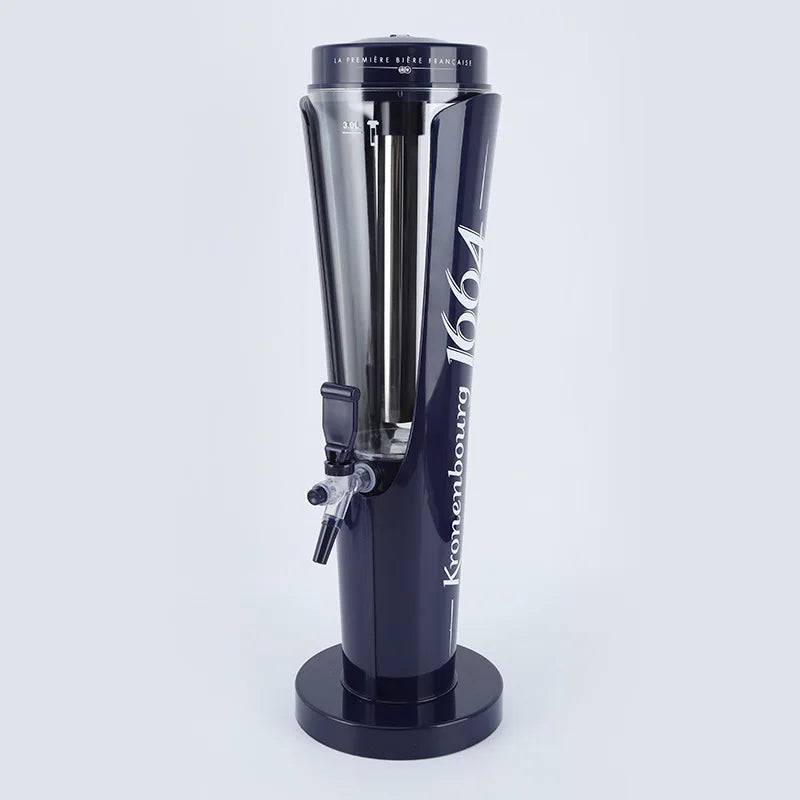 Hot Sale 2L Large Plastic Stainless Steel Ice Tube Bar Beer Dispenser Custom Designed Tabletop LED 3L Beer Tower Beer Kegs