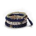 2025 Best Selling Charm Jewelry Bohemian  Eye Beaded Bracelets With Tassels Flat Acrylic Studded Bracelet