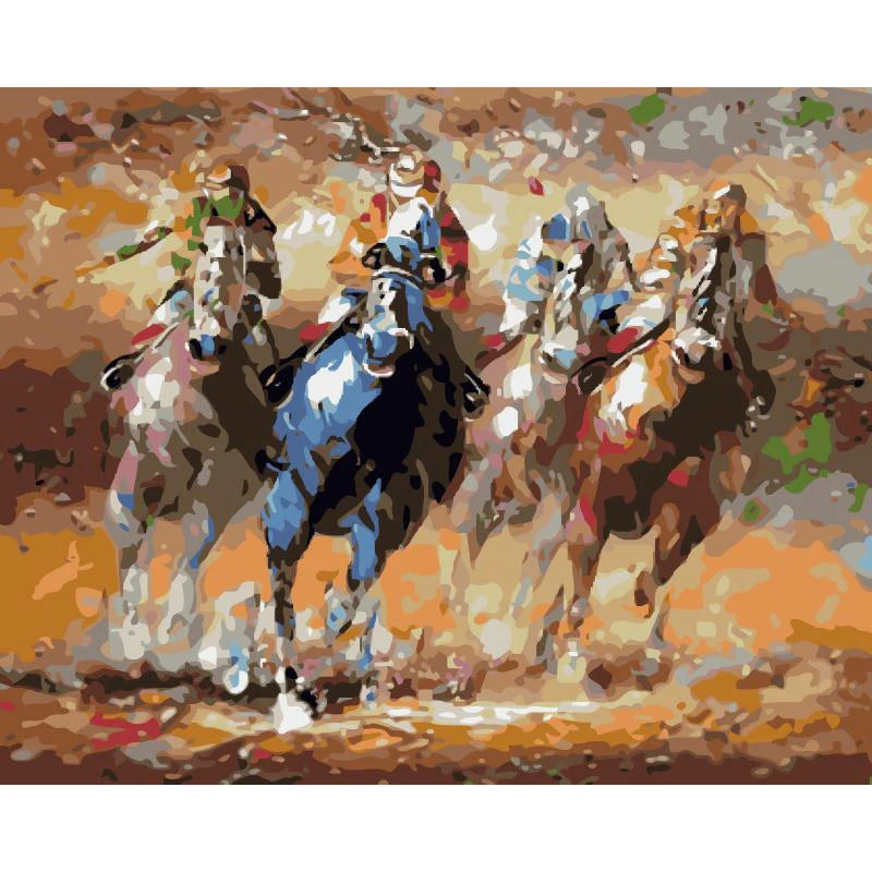 Canvas Painting Horse and Rider Painting by Numbers Handpainted Home Decor Oil Paint by Number Modern Wall Art Handmade Gift