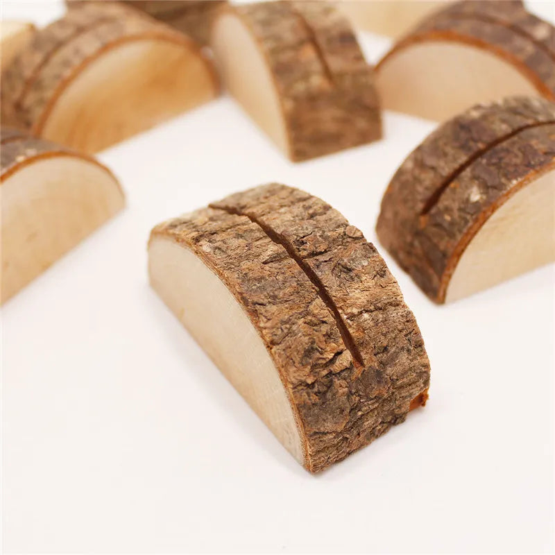 1pcs/lot  Photo Holder Tree Stump with Leather Woodiness Clip Wood Photo Holder Table Holders Creative Decorative Office Family