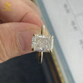 8x10mm Radiant Cut 4 Carat Moissanite Ring 925 Sterling Silver 18K Yellow Gold Plate Wedding Ring