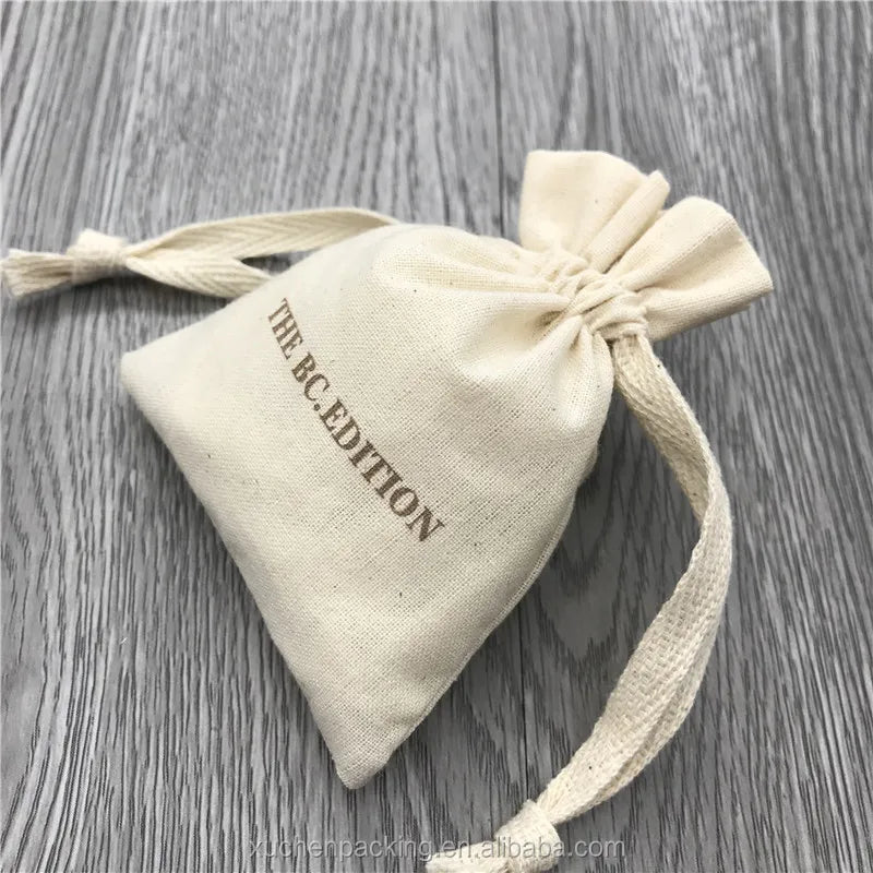 Promotional Small Cotton Linen Drawstring Pouch Muslin Bag for Wedding MegaBDM