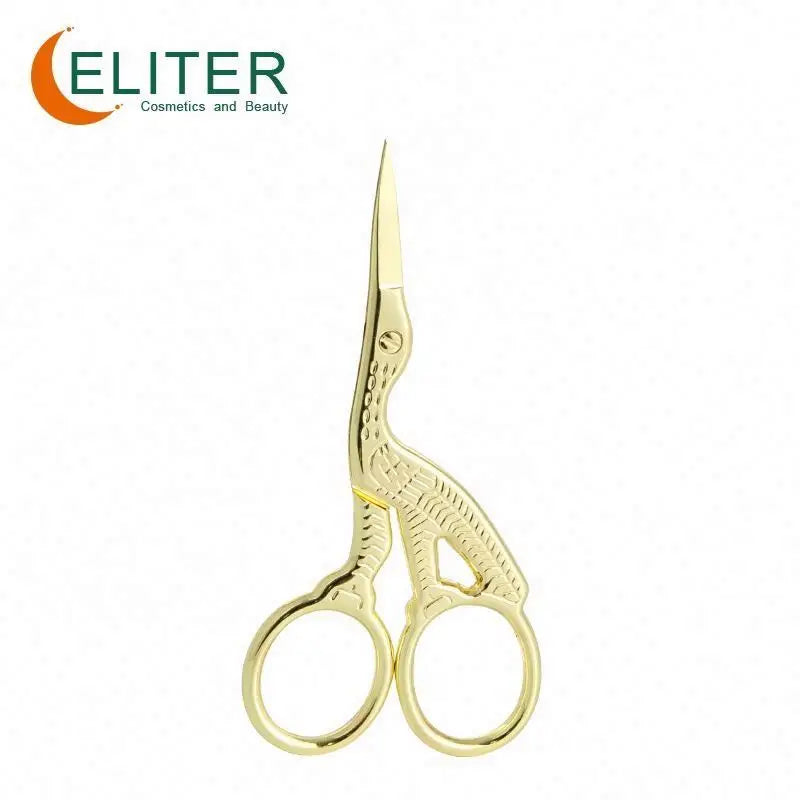 Eliter Hot Sell in Stock Crane Sharp Straight Blade Stainless Steel Nail Claw Scissors Golden Scissors Eyebrow Scissors