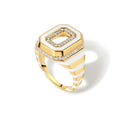 For Custom Classic Timeless 925 Silver 18k Gold Rhodium Plated Geometric Azar Jet Black Bone White Enamel Zircon Rings
