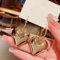 Wholesale 14K Gold Plated Love Heart Shaped Earrings Women Large Heart Hoop Earrings Jewelry for Girl