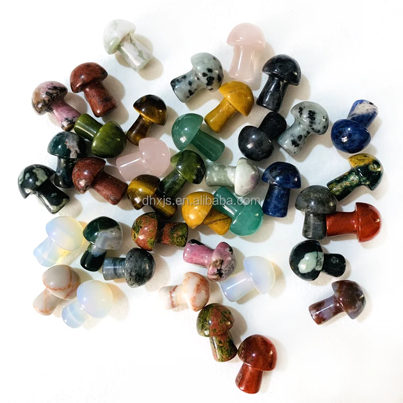 Bulk Wholesale Natural Stone Carved Mushrooms Mini Reiki Healing Quartz Crystal Crafts Gifts Home Decoration