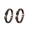 Hot Selling Golden Cross Men's Stainless Steel Real Rope Leather Charm Bracelets Fashion Digital 8 Charms Anniversary Geometric