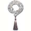 Muslim Tasbih Necklace 99pc Bead Healing Crystal Ayatul Kursi Necklaces Long Tassel 8mm Natural Stone Buddha Prayer  Necklace