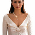 Charms Asymmetrical Chain with Pearl Pendant Necklaces for Women Trendy Ladies Daily Clavicle Chains Accessories on Neck Fashion