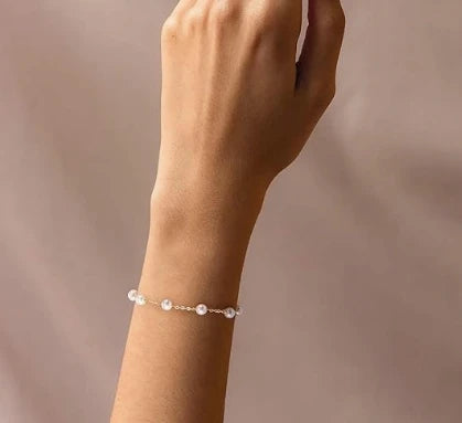 Classic Silver Jewelry Multi Pearls 5-6mm Real Freshwater Pearl Bracelet Wedding Jewelry