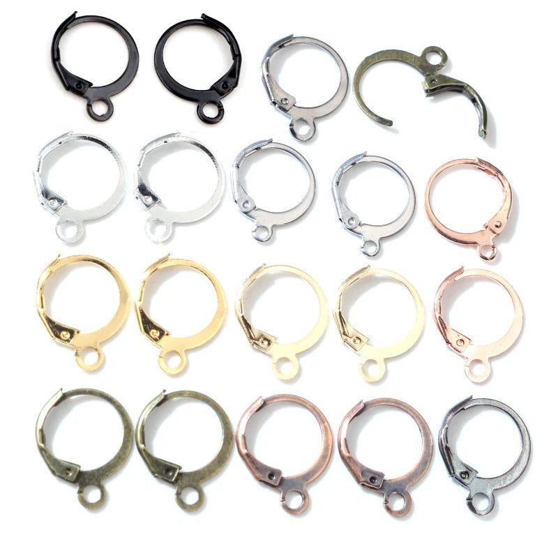 30pcs/lot 14x12mm High Quality French Earring Hooks Wire With Hole Connectors for DIY Earrings Jewelry Making Findings Earwires