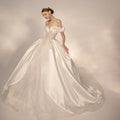 Jancember LSMX049 Chic Shiny Satin Ball Gown Wedding Dresses for Women