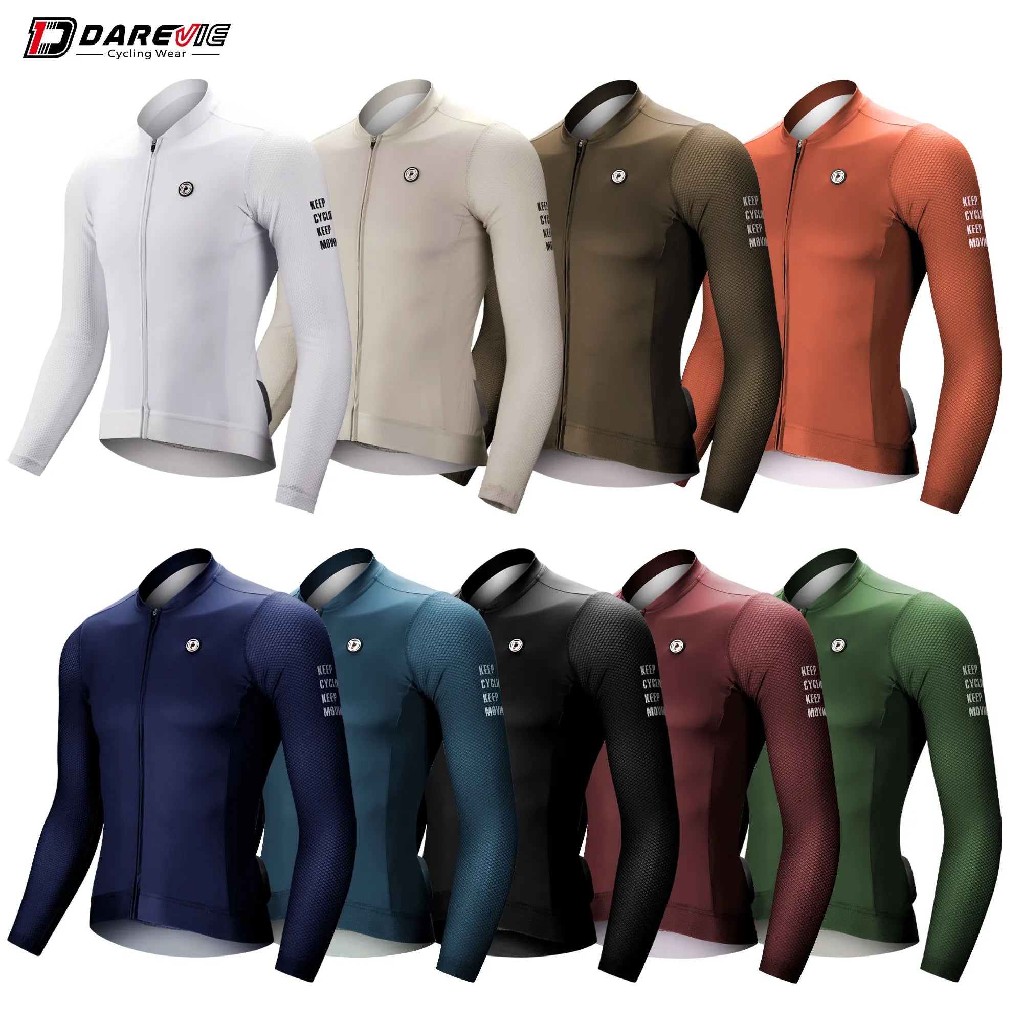 Darevie Sublimation Cycling Jerseys Sun protection 9 Colors Smooth Cycling Men Long Sleeve Jersey Bicycle Apparel Unisex