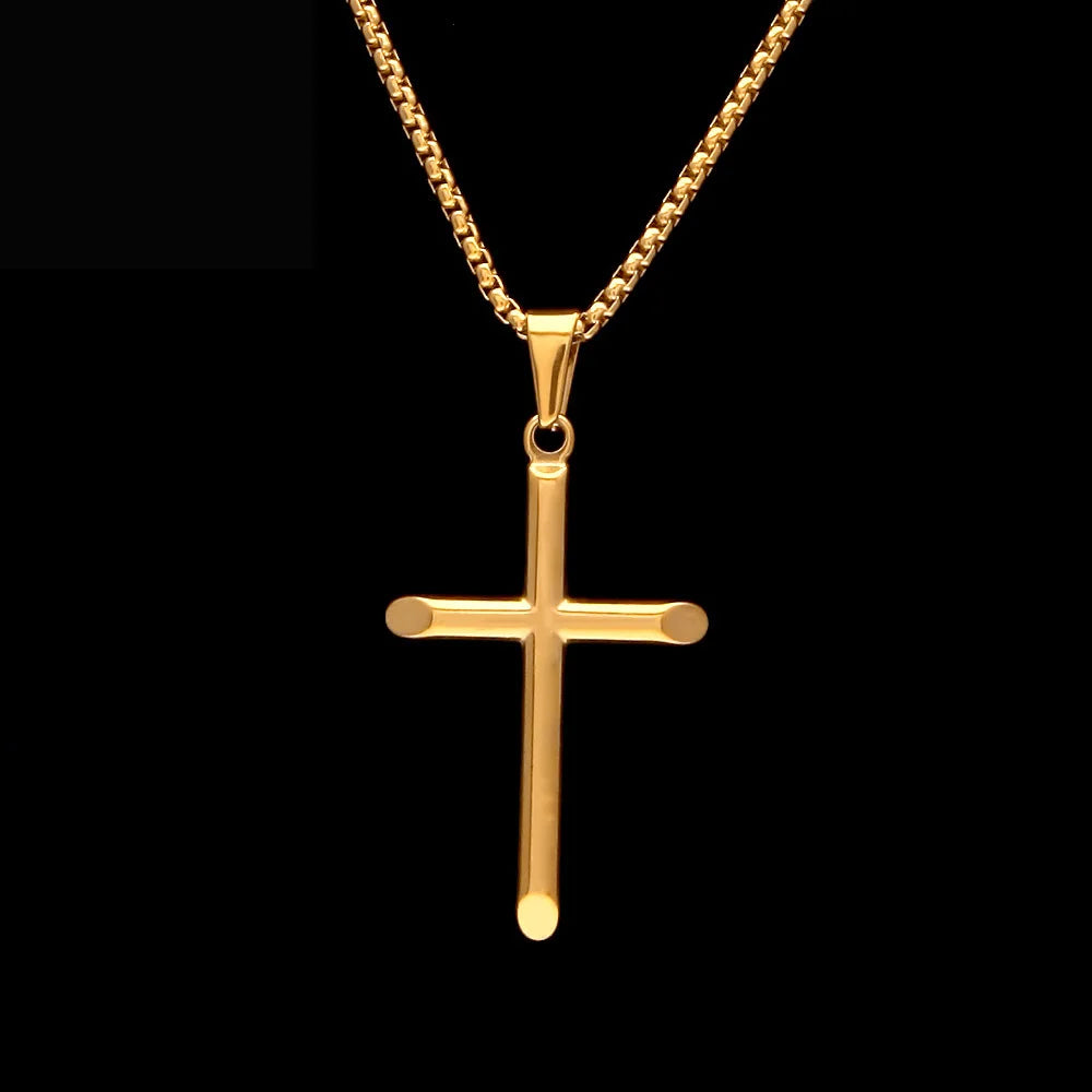 Olivia Classic Cross Pendant 32mm Stainless Steel Christopher Religious Jewelry Simple Cross Necklace for Women Men