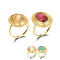FUAMAY Dainty 925 Silver Vintage Fine Jewelry Rings 18k Gold Gemstone Ring for Women Vintage Rings
