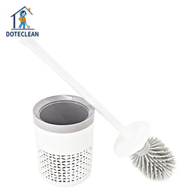 Soft TPR Bathroom Cleaning Brush Set with Holder Plastic Toilet Silicon Brush for Effective Cleaning