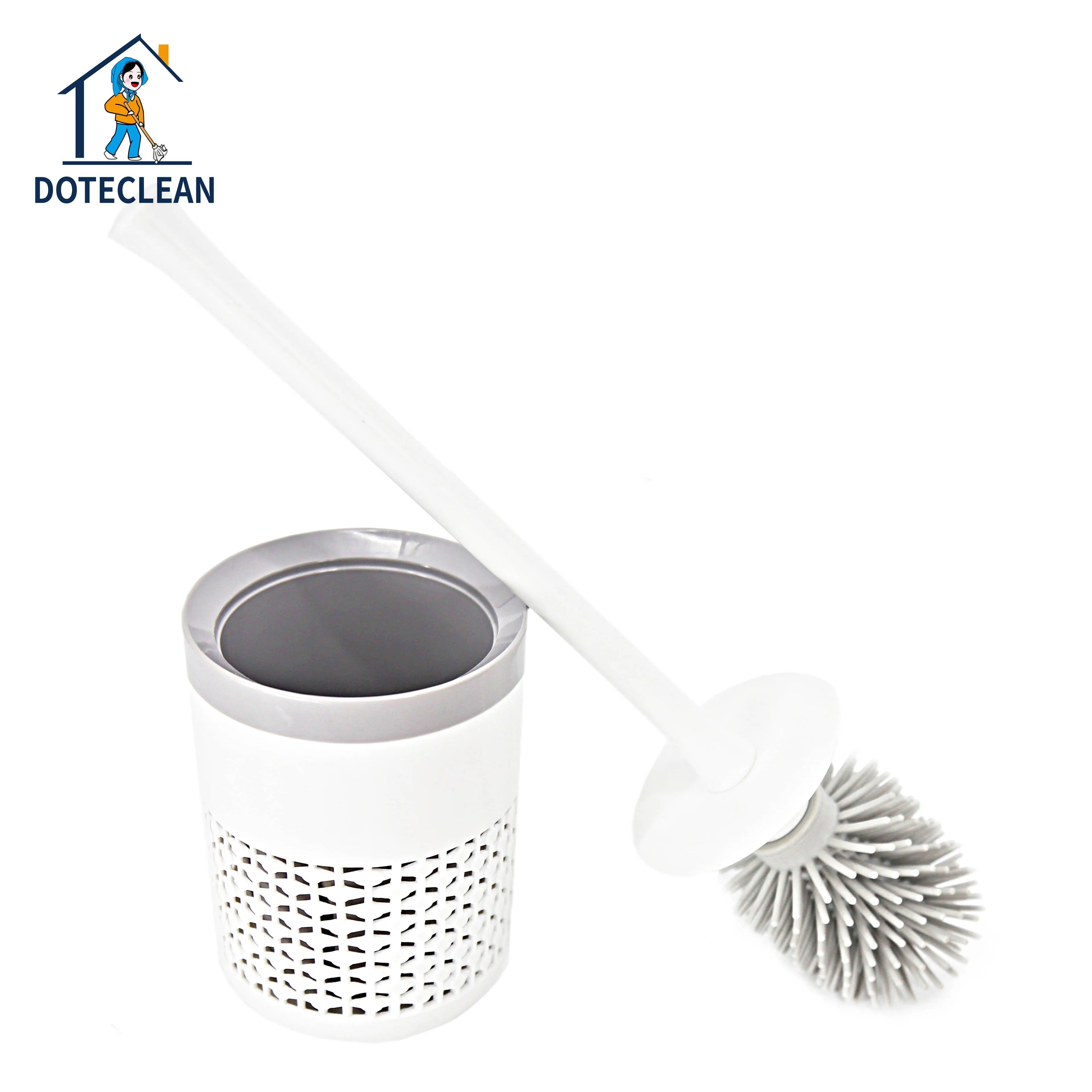 2025 Soft TPR Bathroom Cleaning Brush Set with Holder Plastic Toilet Silicon Brush for Effective Cleaning