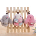 Women Kids Cute Soft Plush Bunny Keyring Bag Car Key Decoration Jewelry Gifts Handmade 8cm Real Mink Fur Rabbit Charm Keychain MegaBDM