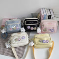 Fashionable Nylon Sweetheart Shoulder Bags for Women 2025 Trendy Small Square Crossbody Bag with Transparent Pocket