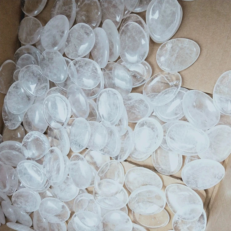 HZ custom Natural crystal Clear Quartz worry stone gemstone thumb stones best crystals product supplier