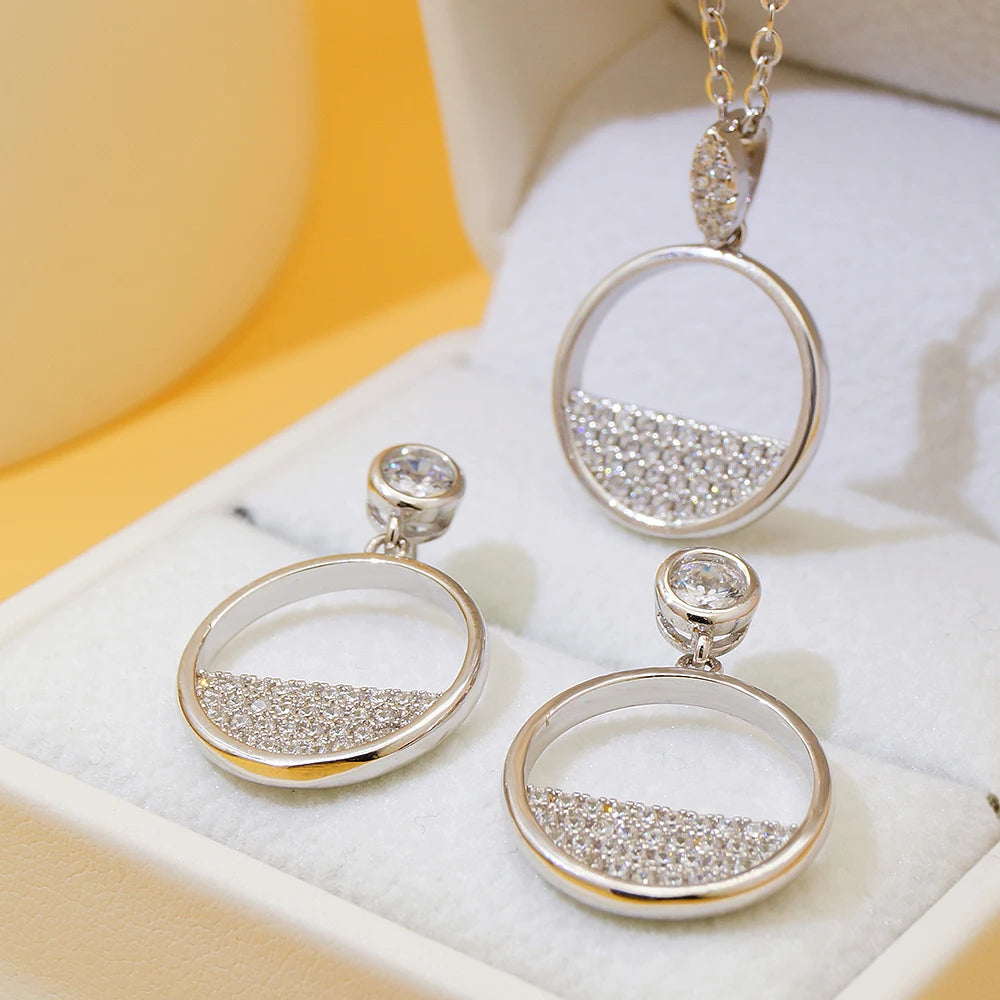 New Arrival Fashion Necklace Sets and Earrings Sterling Silver 925 Cubic Zirconia Bridal Jewelry Set for Wedding