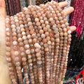 Natural Sun Stone Loose Beads Stone Orange Moonstone Faceted Round Beads DIY Handmade Bracelet Natural Loose Gemstone Beads
