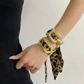European American Vintage Gold Leopard Print Scarf High-End Exquisite Light Luxury Wristband Open Bracelet for Women