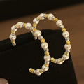 Handmade 18K Gold Plated Luxury AAAA Grade Freshwater Pearl Hoop Earrings Engagement Natural White C Shape Daily Wear