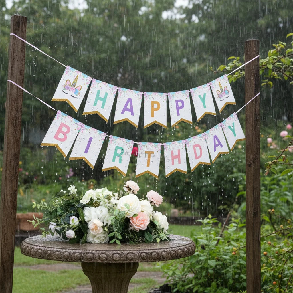 Cartoon Unicorn Paper Flag New Happy Birthday Banner Kids Birthday Decoration Party Supplies-100pcs Minimum Order