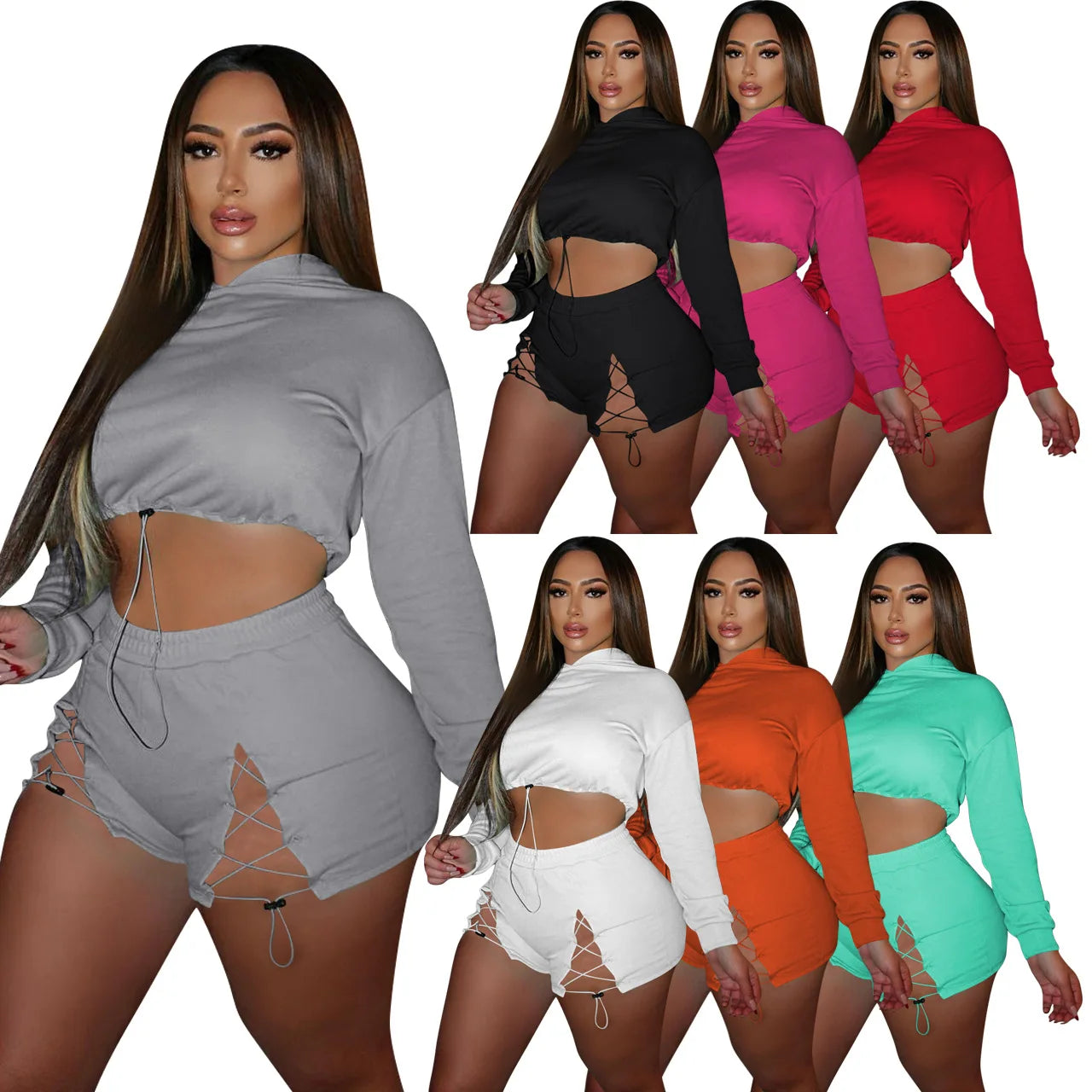 Plus Size 2 Piece Women Short Sets Clothing Women Sweatsuit Set Tracksuit Hoodie Blank Women's Active Wear Sets 2022