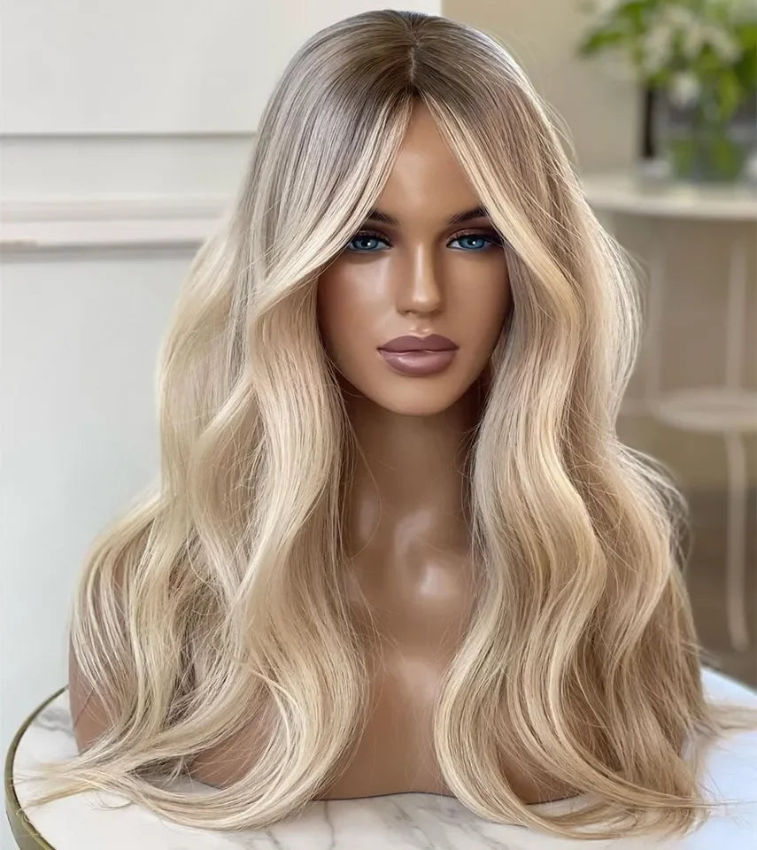 Raw European Hair Cuticle Aligned Water Wave Full Lace Wig Human Hair Ombre 613 13x4 Lace Front Wig With Baby Hair