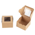 Pancake Box Brown Kraft Paper Cupcakes Bakery Packaging Square Small High End Cake Boxes Clear Window