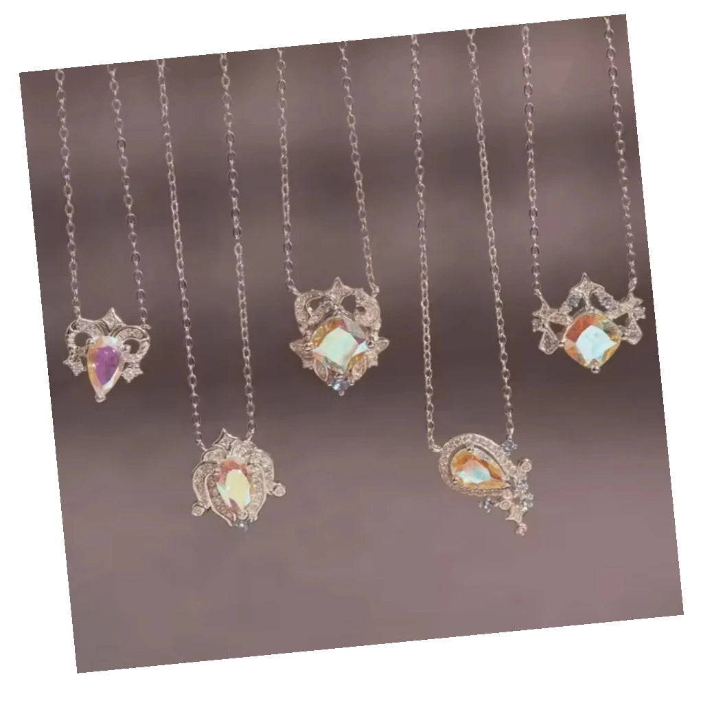 Female Simple Dainty Necklace 12 Constellations Magic Stone Pendant Necklace Light Luxury Zoadic Necklace