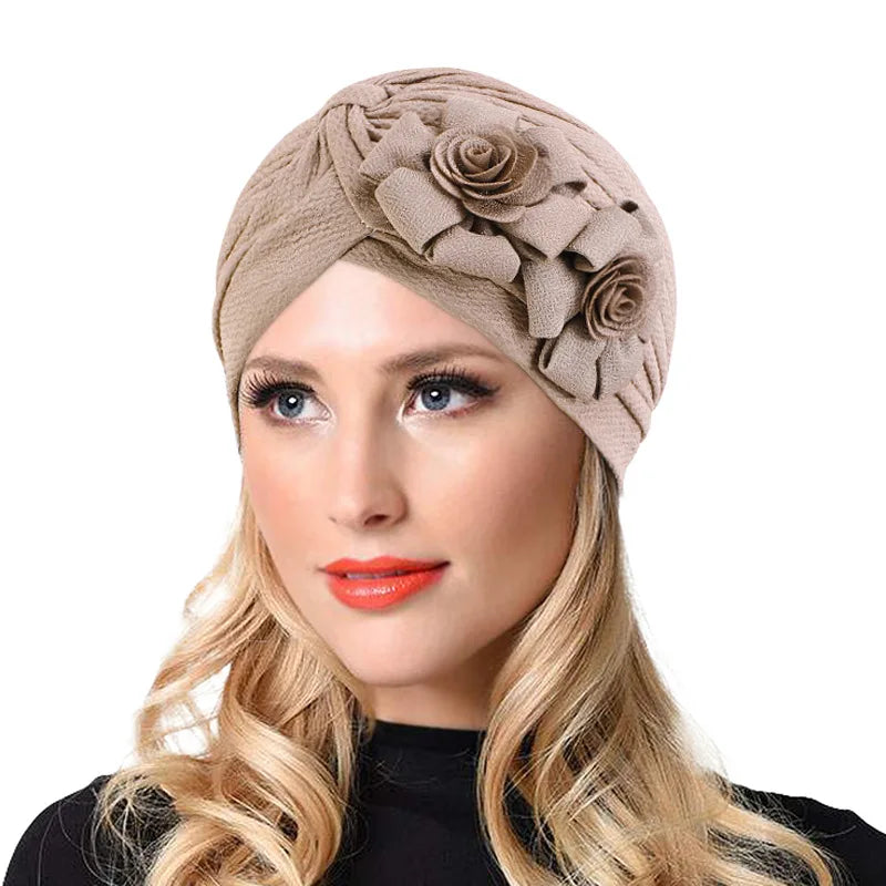 Twist Women's Turban Flower Hat Retro Elastic Thread Turban Hat