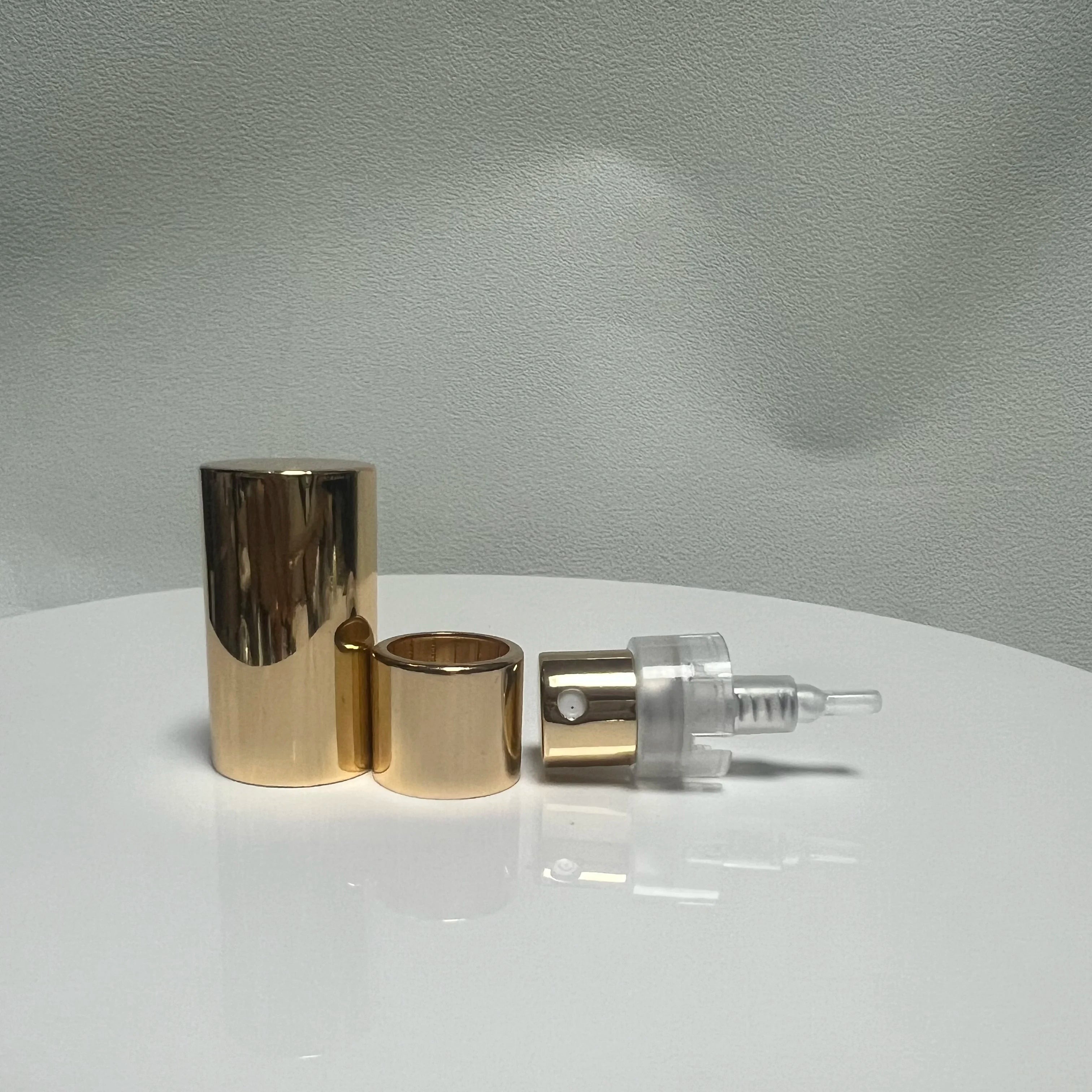 Custom Shiny Gold Aluminum Cosmetic Perfume Spray Pump with Cover New Design Bottle Lids Caps & Closures