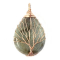 HZ Arrival Fashion Natural Stone Copper Wire Wrapped Tree of Life Healing Labradorite Pendant Women Jewelry