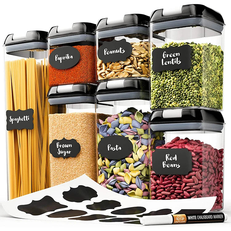 7 Pieces BPA Free Plastic Cereal Containers with Lock Lids Airtight Food Storage Containers for Kitchen Pantry Organization