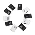 Low MOQ China Factory Best Selling Woven Label Fabric Clothing Size Label Tag Clothing for Garment
