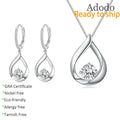 Fashion Classic S925 Silver Water Drop Jewelry Set Round Cut 1CT VVS1 GRA Moissanite Necklace and Earring Set for Women