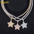 RTS GRA Hip Hop Jewelry 925 Sterling Silver Gold Plated Star Shape Iced Out VVS Moissanite Pendant