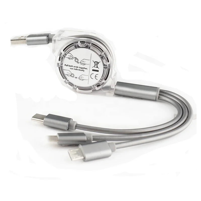Multifunction 3 in 1 Sublimation Blank Cellphone USB Charging Cable for Daily Use