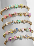 26-Piece Set Colorful Alloy Letter Charms Beads Cute Style for Children's Bracelets and Jewelry Making